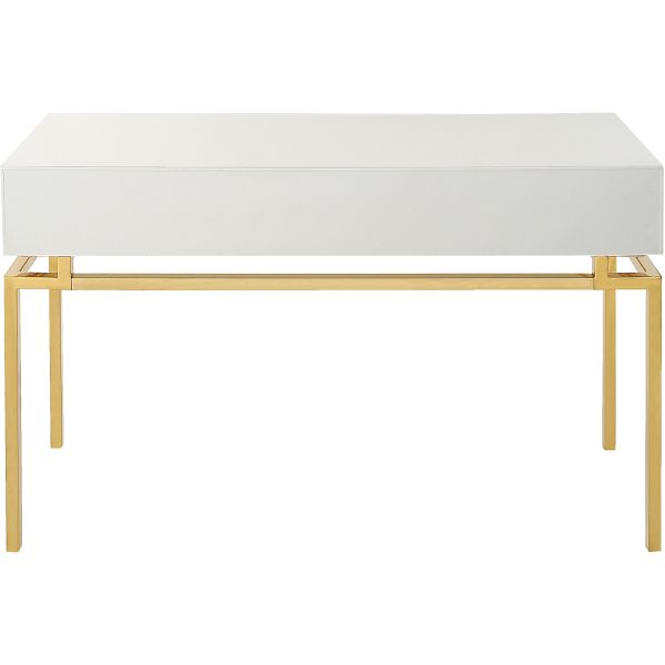 47" White and Gold Mirrored Console Table And Drawers - Image 4