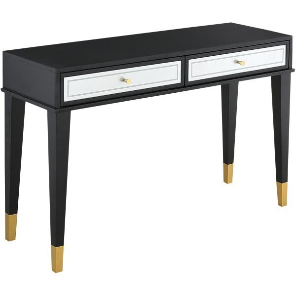 47" Black Silver and Gold Wood Console Table And Drawers - Image 2