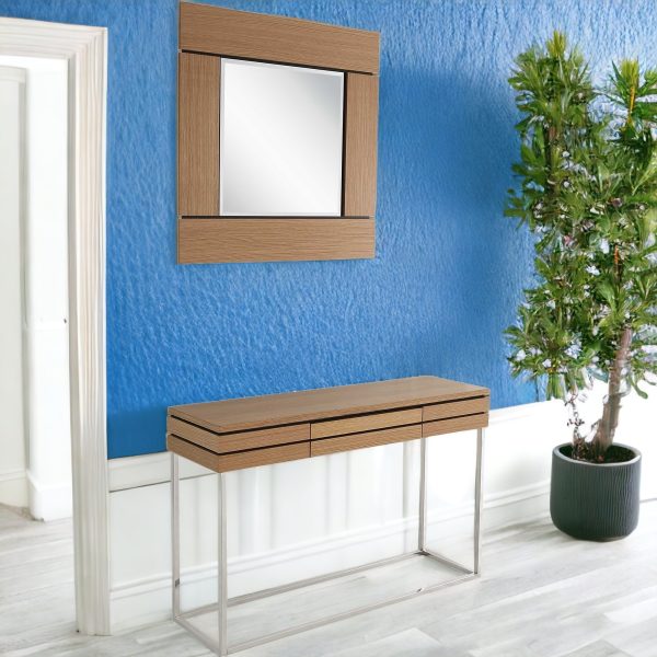 Set of Two 47" Brown and Silver Sled Console Table And Drawers - Image 4