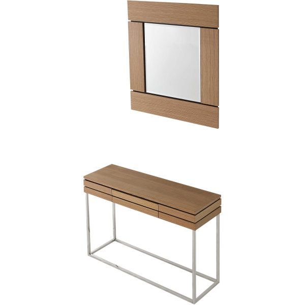 Set of Two 47" Brown and Silver Sled Console Table And Drawers - Image 3