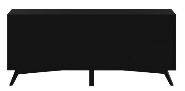 64" Black Mahogany Solids Okoume And Veneer Open Shelving TV Stand - Image 3