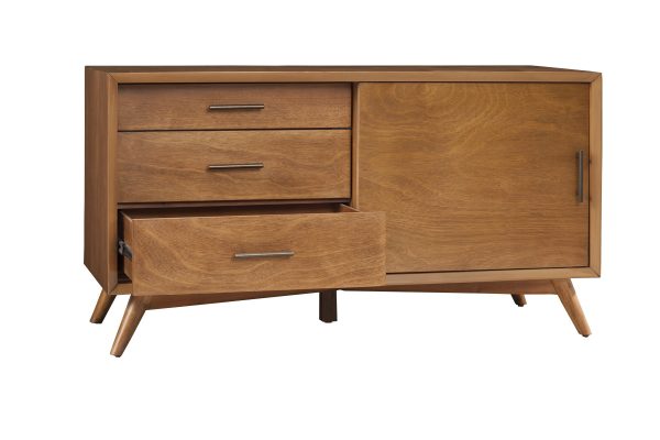 50" Wood Brown Mahogany Solids Okoume And Veneer Cabinet Enclosed Storage TV Stand - Image 4