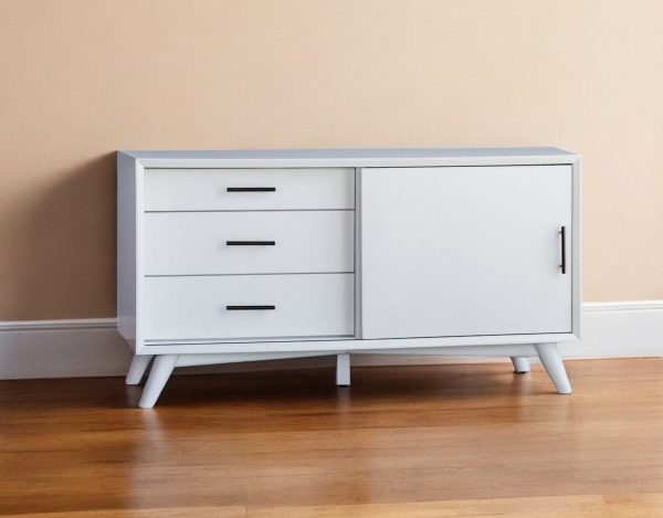 50" White Solid Wood Cabinet Enclosed Storage TV Stand - Image 2