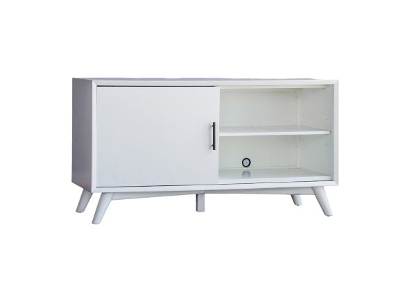 50" White Solid Wood Cabinet Enclosed Storage TV Stand - Image 3