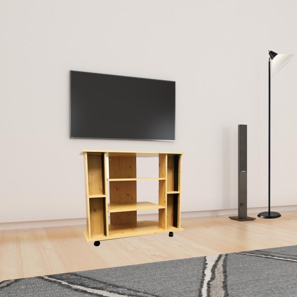 35" Wood Brown Open Shelving TV Stand - Image 3