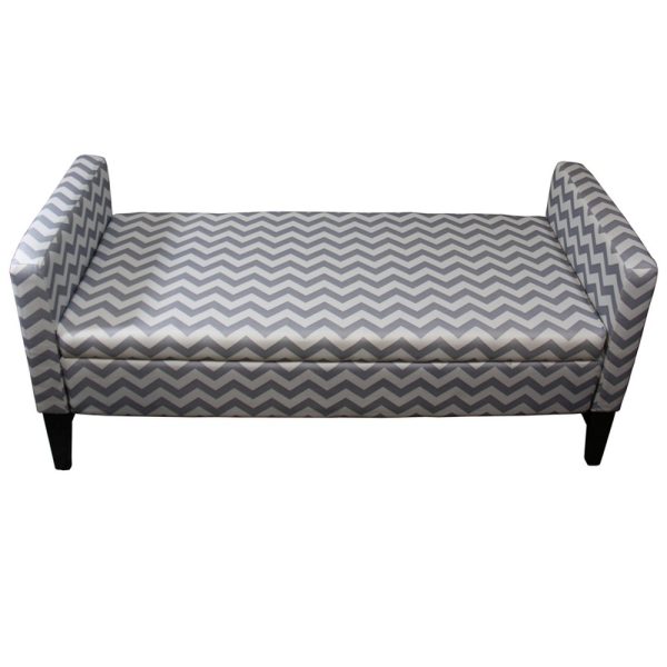 53" Gray and White and Black Upholstered Polyester Blend Geometric Bench with Flip top - Image 3