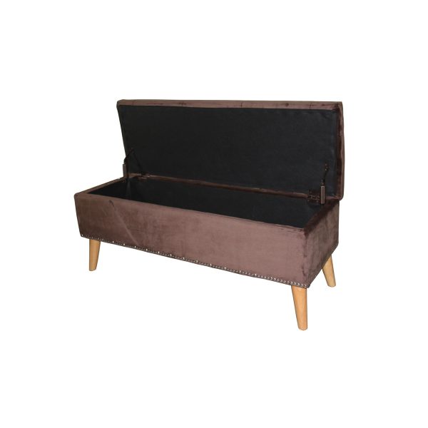Cozy Brown Suede Storage Bench - Image 3