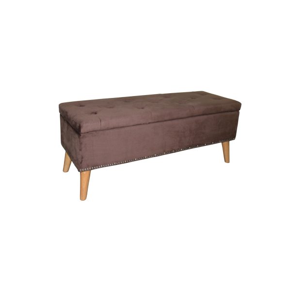 Cozy Brown Suede Storage Bench - Image 4
