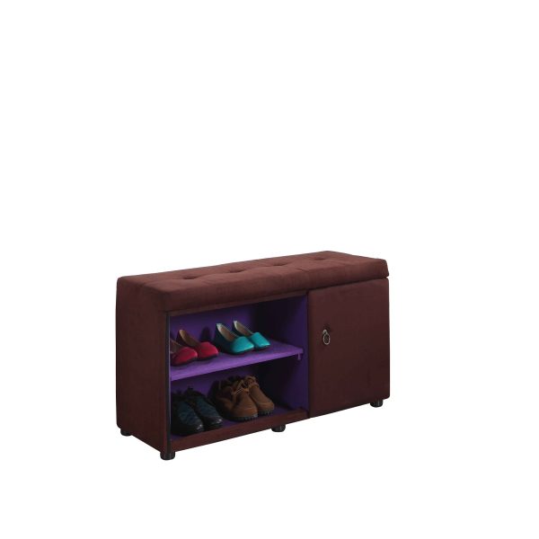 Brown and Purple Tufted Shoe Storage Bench - Image 4