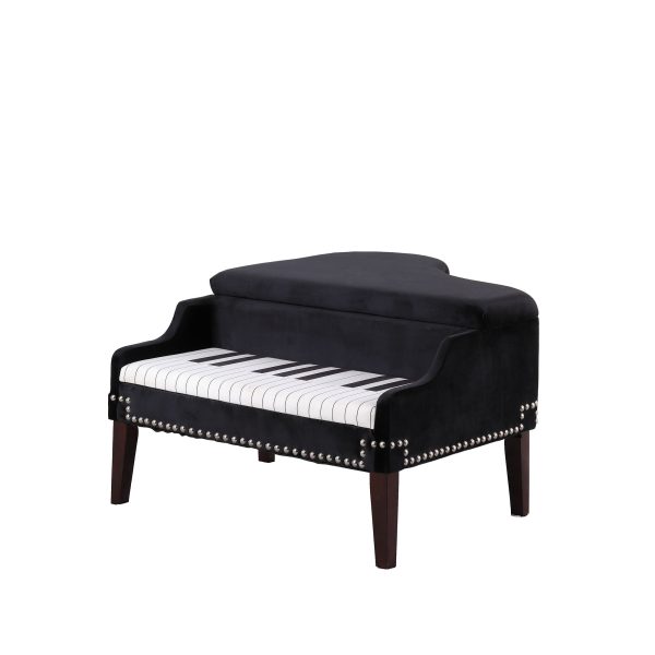 Black Velour Baby Grand Piano Storage Bench - Image 2