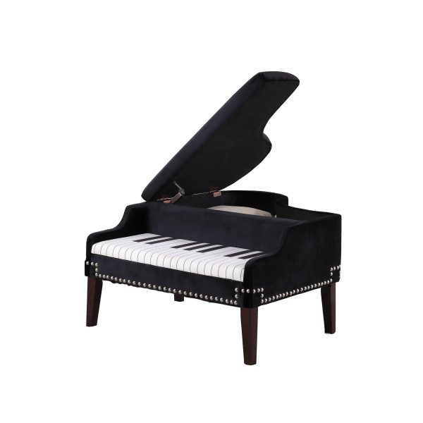 Black Velour Baby Grand Piano Storage Bench - Image 3