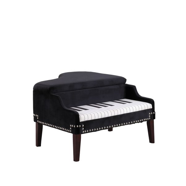 Black Velour Baby Grand Piano Storage Bench - Image 4