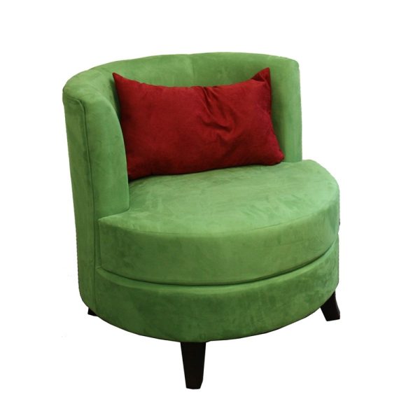 31" Green Microfiber Retro Round Accent Chair with Contrast Pillow - Image 2