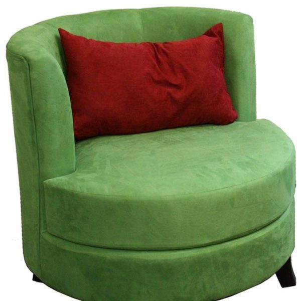 31" Green Microfiber Retro Round Accent Chair with Contrast Pillow - Image 3