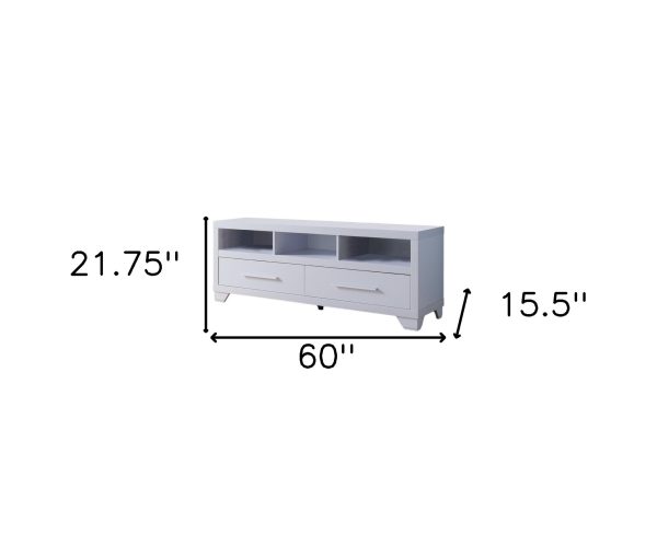 60" White Particle Board And Mdf Cabinet Enclosed Storage TV Stand - Image 4