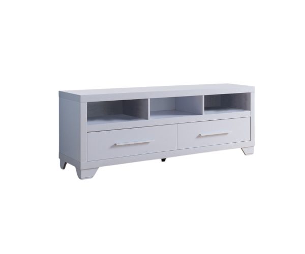 60" White Particle Board And Mdf Cabinet Enclosed Storage TV Stand - Image 3