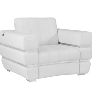 Winter White Stripe Top Grade Italian Leather Chair