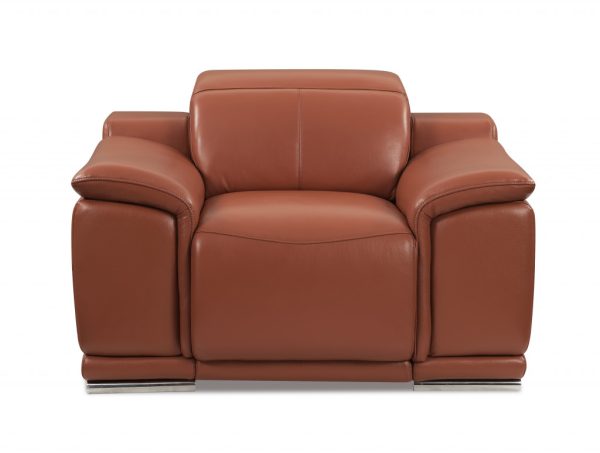 Mod Camel Brown Italian Leather Recliner Chair - Image 2