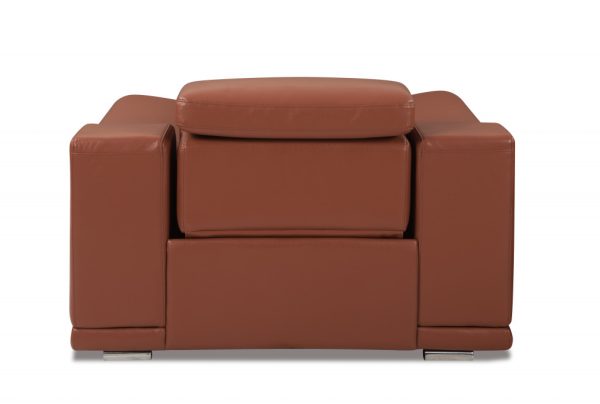 Mod Camel Brown Italian Leather Recliner Chair - Image 3