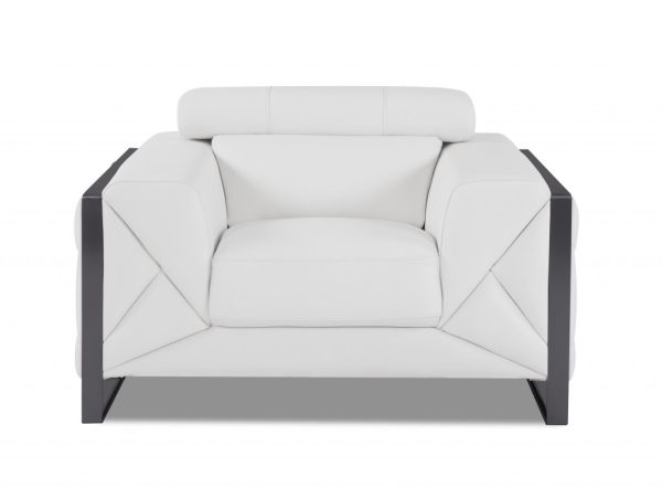 Three Piece Indoor White Italian Leather Six Person Seating Set - Image 3