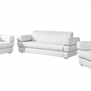 Three Piece Indoor White Italian Leather Six Person Seating Set