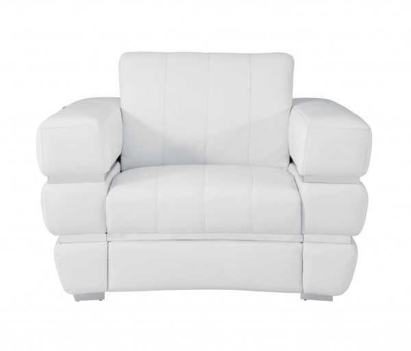 Three Piece Indoor White Italian Leather Six Person Seating Set - Image 3