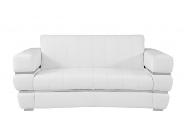 Two Piece Indoor White Italian Leather Five Person Seating Set - Image 3