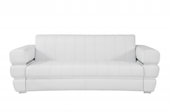 Two Piece Indoor White Italian Leather Five Person Seating Set - Image 4