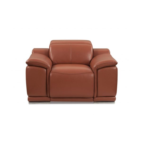 Three Piece Indoor Camel Italian Leather Six Person Seating Set - Image 2