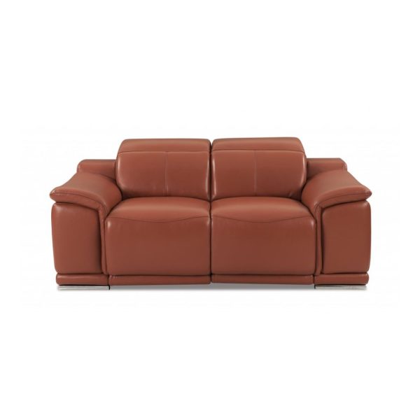 Three Piece Indoor Camel Italian Leather Six Person Seating Set - Image 3