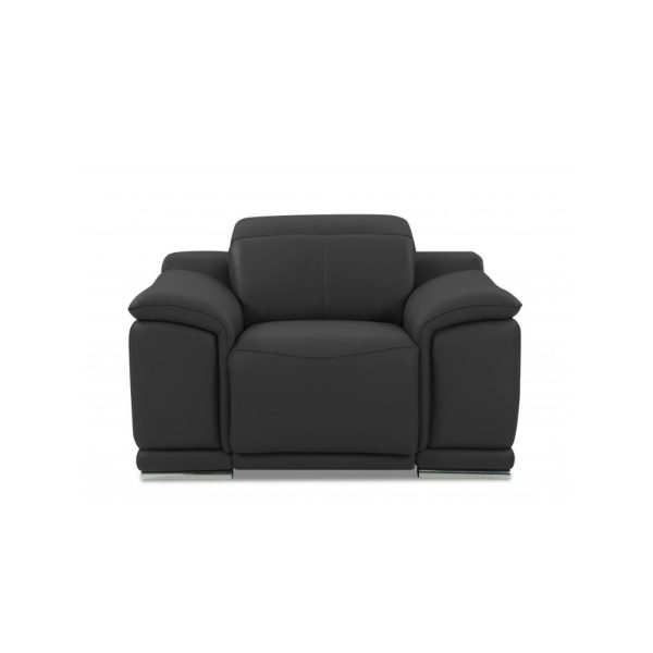 Three Piece Indoor Dark Gray Italian Leather Six Person Seating Set - Image 2