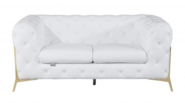 Three Piece Indoor White Italian Leather Six Person Seating Set - Image 4