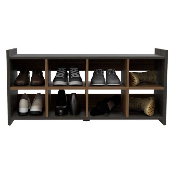 Modern Espresso and Mahogany Eight Pair Shoe Rack Storage Unit - Image 2