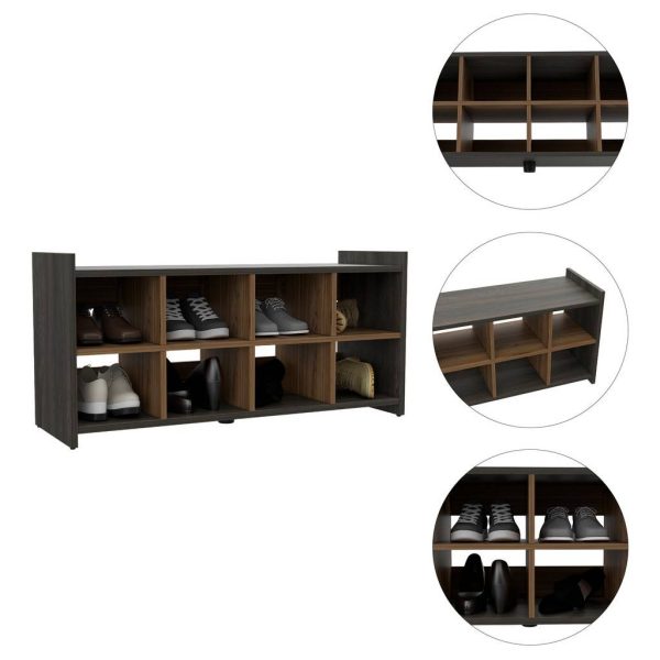 Modern Espresso and Mahogany Eight Pair Shoe Rack Storage Unit - Image 3