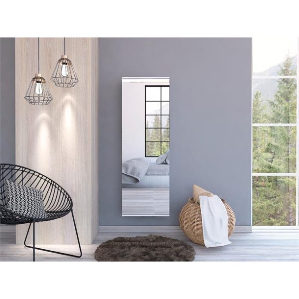 Stylish White  Wall Mounted Shoe Rack with Mirror - Image 3