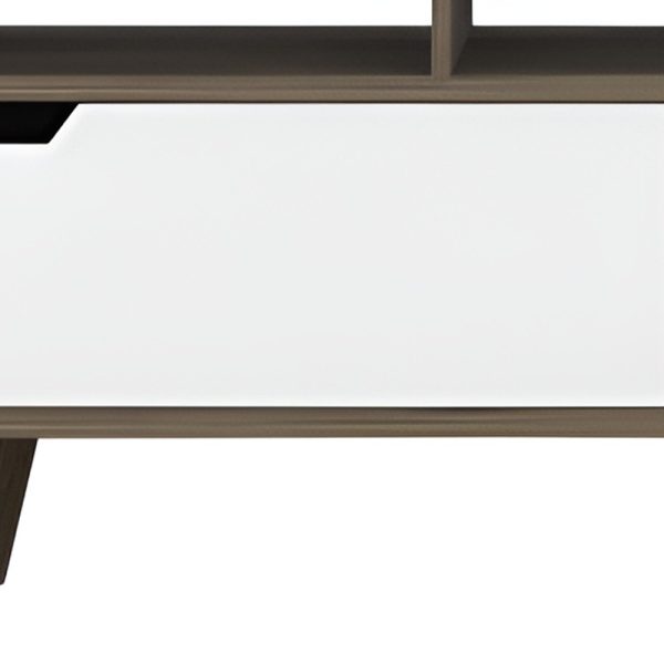 54" Brown And White Particle Board Open Shelving TV Stand - Image 4