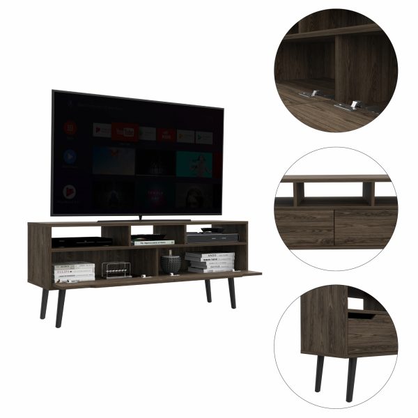 54" Dark Walnut Brown TV Stand - Image 3