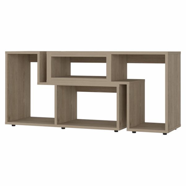 63" Wood Brown Particle Board Open Shelving TV Stand - Image 3