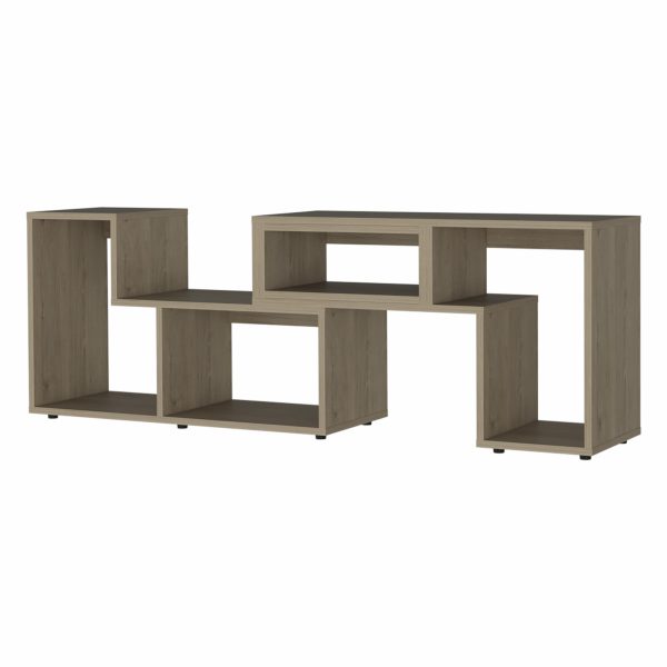 63" Wood Brown Particle Board Open Shelving TV Stand - Image 4