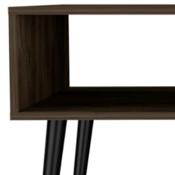 40" Brown And Black Coffee Table With Drawer And Shelf - Image 4