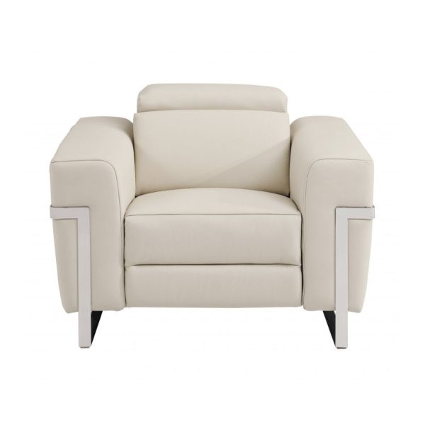 Three Piece Indoor Beige Italian Leather Six Person Seating Set - Image 2