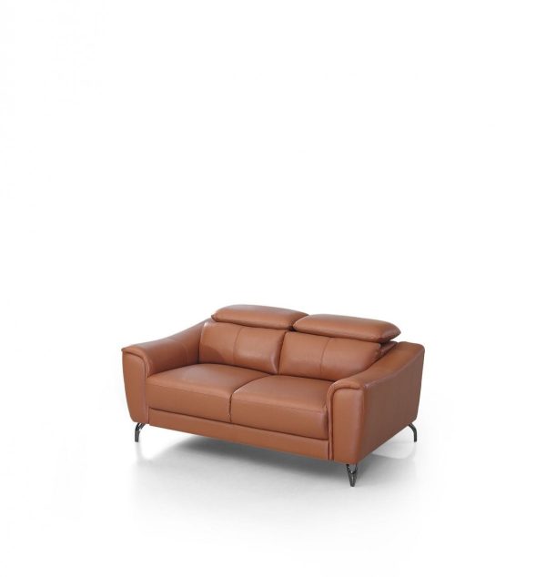 Urban 65" Brown Leather Adjustable Headrest Loveseat