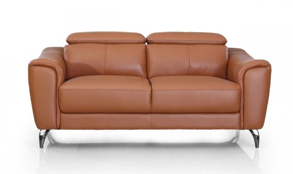 Urban 65" Brown Leather Adjustable Headrest Loveseat - Image 2