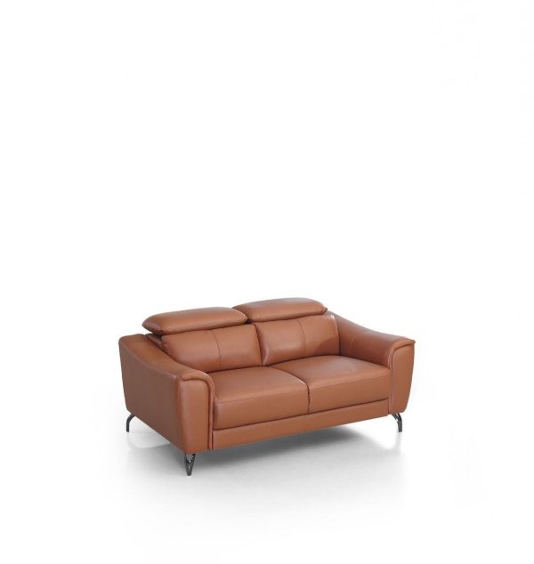 Urban 65" Brown Leather Adjustable Headrest Loveseat - Image 4