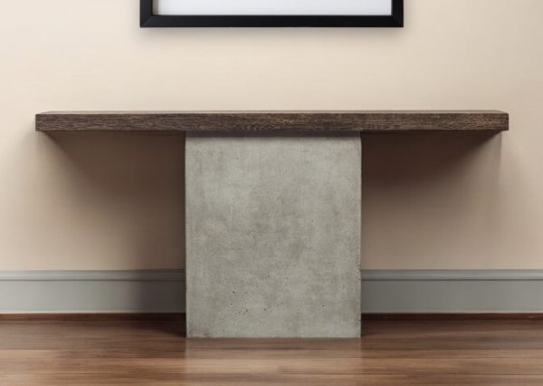63" Brown and Gray Solid Wood Pedestal Console Table
