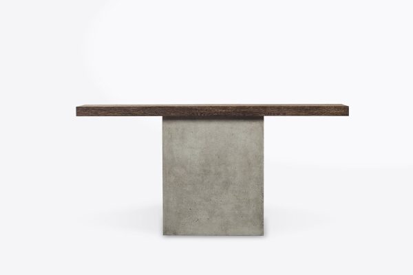 63" Brown and Gray Solid Wood Pedestal Console Table - Image 2