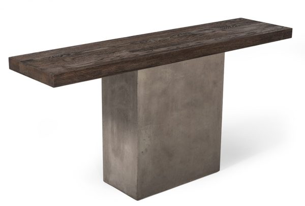 63" Brown and Gray Solid Wood Pedestal Console Table - Image 4