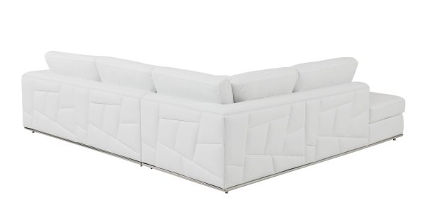 White Italian Leather Reclining L Shaped Two Piece Corner Sectional - Image 3