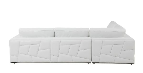 White Italian Leather Reclining L Shaped Two Piece Corner Sectional - Image 4