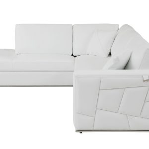 White Italian Leather Reclining L Shaped Two Piece Corner Sectional